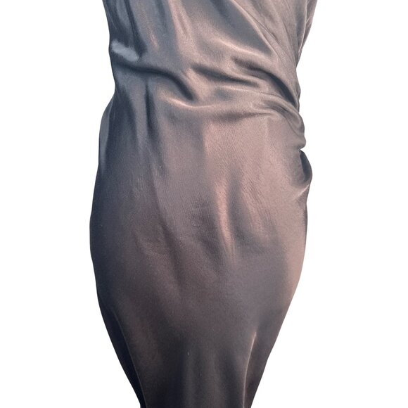 ZARA Black XS Satin Wrap Midi Dress Adjustable Straps - Picture 6 of 8